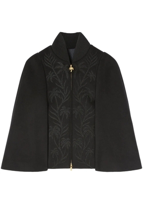 Palm Angels palm-embroidered zip-up cape - Black