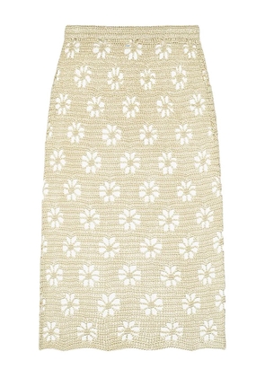Calle Del Mar floral crochet maxi skirt - Neutrals