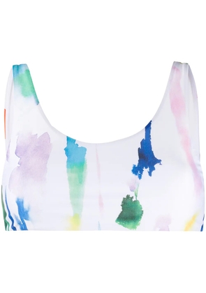 Être Cécile watercolour print bikini top - White