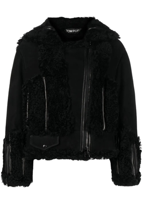 TOM FORD shearling zip-up leather jacket - Black
