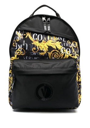 Versace Jeans Couture baroque pattern-print zip-up backpack - Black