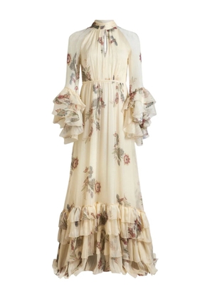 ETRO floral ruffled silk dress - Neutrals