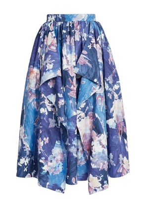 ERDEM floral-print midi skirt - Blue