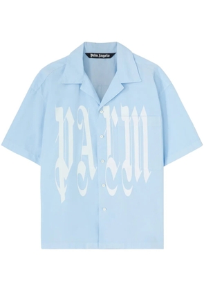 Palm Angels Gothic Logo cotton shirt - Blue