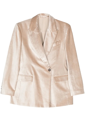 Brunello Cucinelli Monili-detail velvet blazer - Neutrals