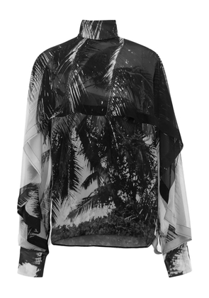 Ferragamo palm-tree print high-neck shirt - Grey