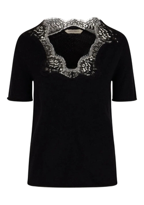 Alberta Ferretti lace-insert T-shirt - Black