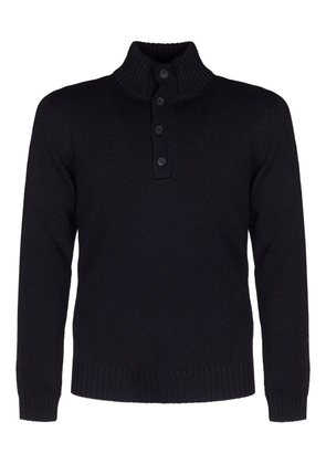 ALPHA STUDIO buttoned funnel-neck sweater - Blue