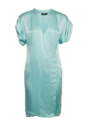 Versace Pre-Owned satin V-neckline dress - Blue