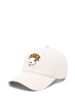 GANNI cat-embroidered baseball cap - Neutrals