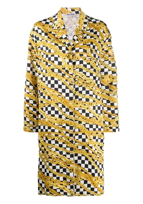 Balenciaga chain-print checkerboard coat - Black