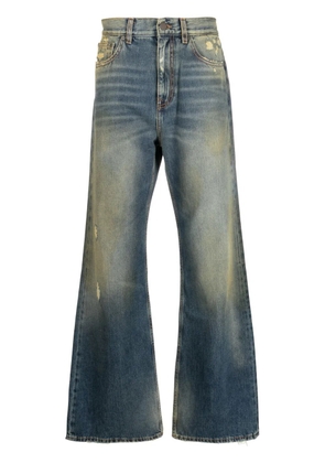 Palm Angels ripped straight-leg jeans - Blue