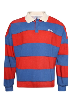 RHUDE striped-pattern pique polo shirt - Red