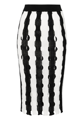 PINKO cut-out striped midi skirt - White