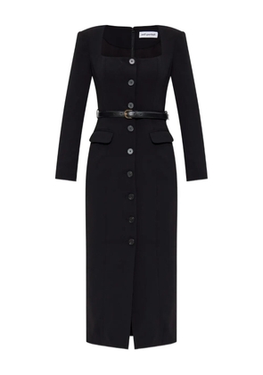 Self-Portrait button-front belted midi dress - Black