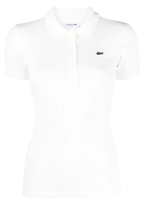 Lacoste logo-patch cotton polo shirt - White