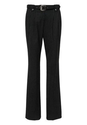 Versace Jeans Couture pinstriped logo-engraved straight trousers - Black