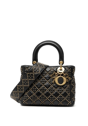 Christian Dior Pre-Owned 2017 Medium Lambskin Cannage Studded Supple Lady Dior satchel - Black