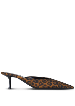Saint Laurent 55mm Barbara leopard grosgrain mules - Brown