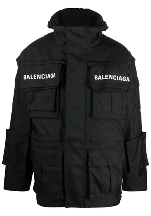 Balenciaga logo-print oversized technical parka - Black