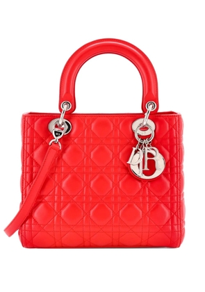 Christian Dior Pre-Owned Lady Dior Bag Cannage Quilt Lambskin Medium satchel - Red