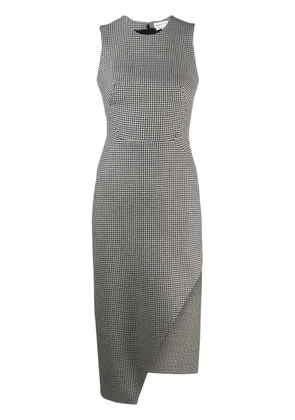 Alexander McQueen houndstooth asymmetric midi dress - Black