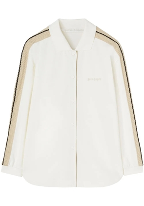 Palm Angels logo-embroidered cotton track shirt - Neutrals