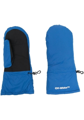 Off-White logo print padded mittens - Blue