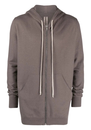 Rick Owens drawstring zip-up hoodie - Grey