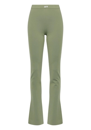 Off-White logo-print bootcut leggings - Green