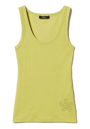TWINSET rhinestone-embellished ribbed tank top - Yellow