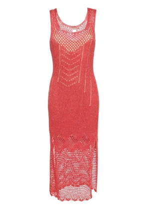 TWINSET metallic open-knit maxi dress - Red