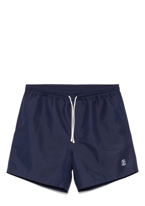 Brunello Cucinelli logo-embroidered swim shorts - Blue