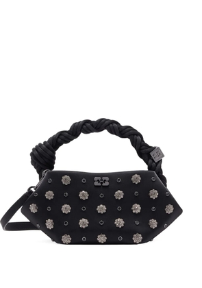 GANNI mini Bou flower-embellished stud tote bag - Black