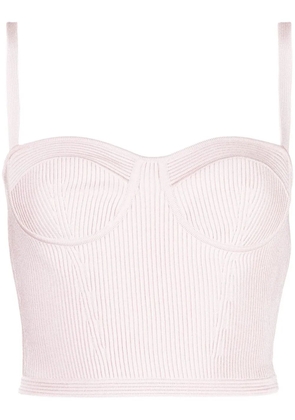 Alexander McQueen rib-knitted bustier crop top - Pink