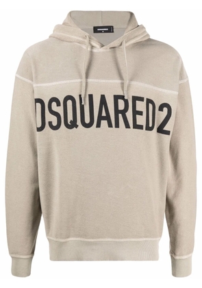 DSQUARED2 logo-print hoodie - Neutrals