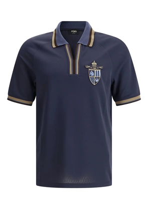 FENDI logo-embroidered polo shirt - Blue