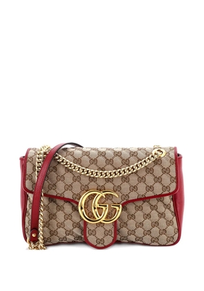 Gucci Pre-Owned GG Marmont Flap Bag Diagonal Quilted GG Canvas with Leather Medium shoulder bag - Brown