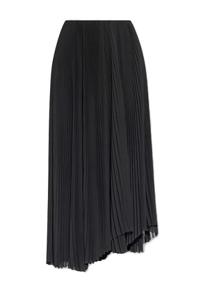 Balenciaga pleated asymmetric-hem midi skirt - Black
