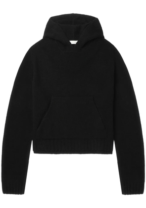 Palm Angels curved logo knitted hoodie - Black