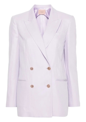TWINSET double-breasted logo-plaque blazer - Purple