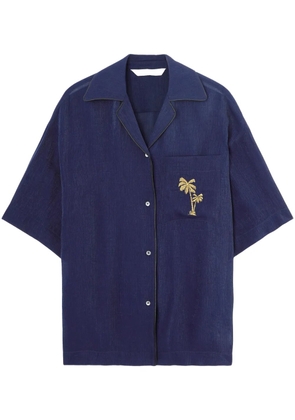 Palm Angels embroidered bowling shirt - Blue