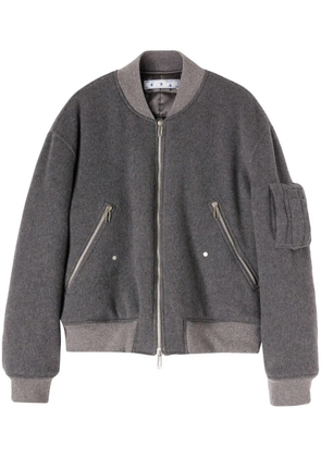 Off-White embroidered-slogan bomber jacket - Grey