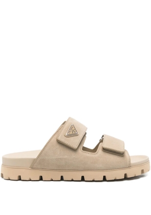 Prada logo-appliqué sandals - Neutrals