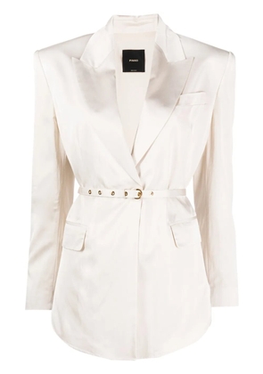 PINKO Goldeneye belted satin blazer - White