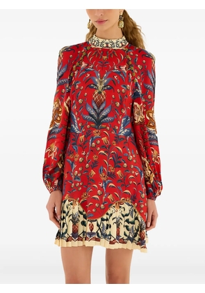 FARM Rio buttoned floral-print mini dress - Red