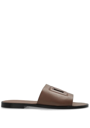 Dolce & Gabbana DG logo leather slides - Brown