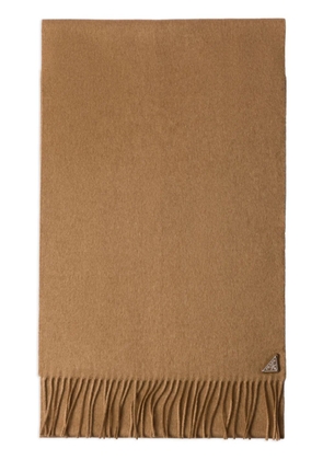 Prada logo-plaque silk-cashmere scarf - Neutrals