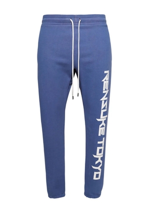 RENSUKE TOKYO drawstring-cuffed cotton tracksuit bottoms - Blue