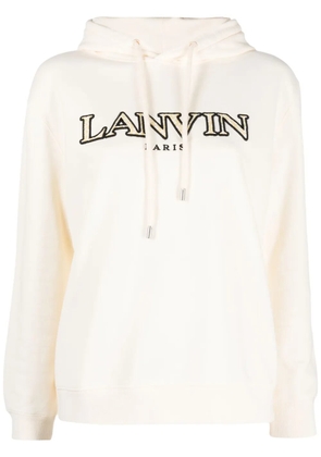 Lanvin embroidered-logo cotton hoodie - Neutrals